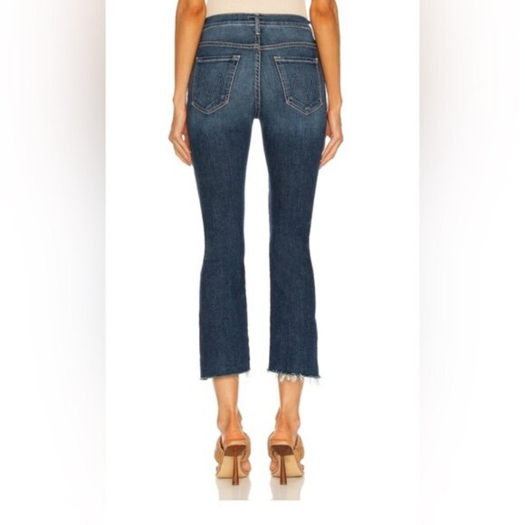 Mother The Insider Crop Step Fray Jeans Girl Crush Size 28 Mid Wash - Picture 2 of 16